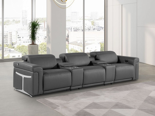 1126 - 5-Piece Modular Power Reclining Sofa In With 3 Power Recliners & Power Headrests