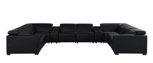 1208 - 10 Piece U Shaped Leather Sectional With 4 Power Recliners & Power Headrest