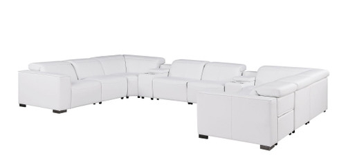 1208 - 10 Piece U Shaped Leather Sectional With 4 Power Recliners & Power Headrest