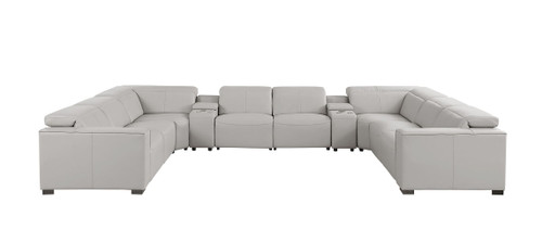 1208 - 10 Piece U Shaped Leather Sectional With 4 Power Recliners & Power Headrest