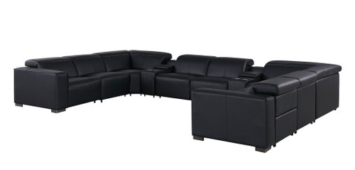 1208 - 10 Piece U Shaped Leather Sectional With 4 Power Recliners & Power Headrest
