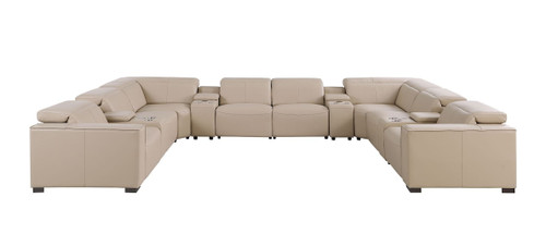 1208 - 12 Piece U Shaped Leather Sectional With 4 Power Recliners & Power Headrest