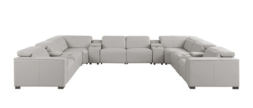1208 - 12 Piece U Shaped Leather Sectional With 4 Power Recliners & Power Headrest