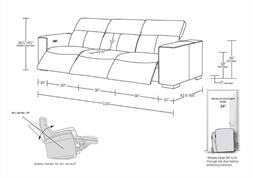 1208 - Three Power Reclining Sofa