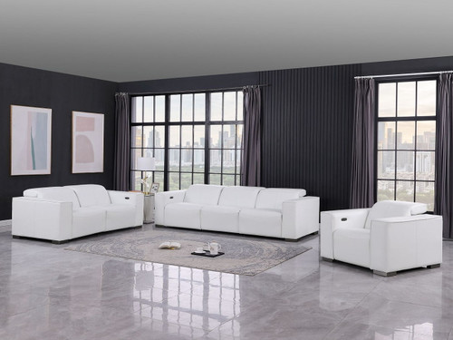 1208 - Leather Reclining Set (Sofa, Loveseat & Chair With 5 Power Recliners)