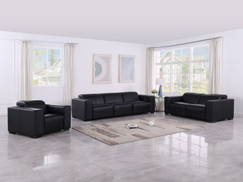 1208 - Leather Reclining Set (Sofa, Loveseat & Chair With 5 Power Recliners)