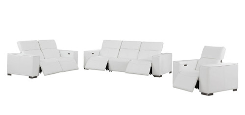 1208 - Leather Reclining Set (Sofa, Loveseat & Chair With 5 Power Recliners)