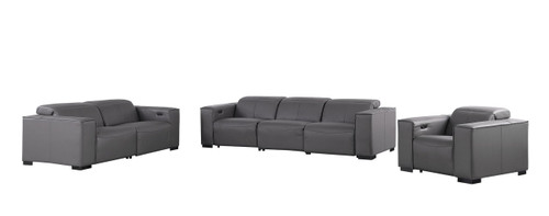 1208 - Leather Reclining Set (Sofa, Loveseat & Chair With 5 Power Recliners)