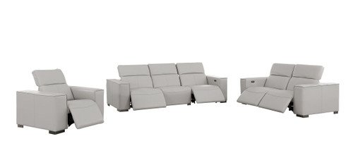 1208 - Leather Reclining Set (Sofa, Loveseat & Chair With 5 Power Recliners)