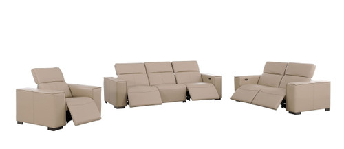 1208 - Leather Reclining Set (Sofa, Loveseat & Chair With 5 Power Recliners)