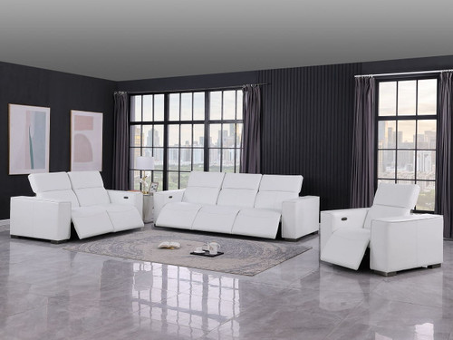 1208 - Leather Reclining Set (Sofa, Loveseat & Chair With 6 Power Recliners)