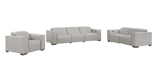 1208 - Leather Reclining Set (Sofa, Loveseat & Chair With 6 Power Recliners)