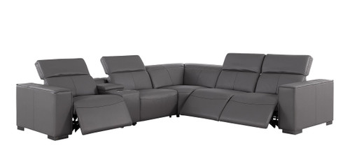 1208 - 6-Piece L-Shaped Leather Reclining Sectional With 3 Power Recliners
