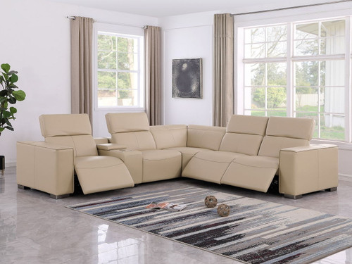 1208 - 6-Piece L-Shaped Leather Reclining Sectional With 3 Power Recliners