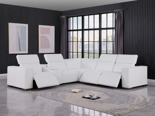 1208 - 6-Piece L-Shaped Leather Reclining Sectional With 3 Power Recliners