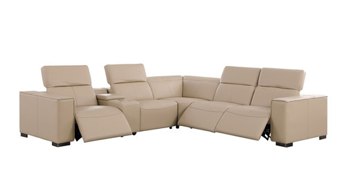 1208 - 6-Piece L-Shaped Leather Reclining Sectional With 3 Power Recliners