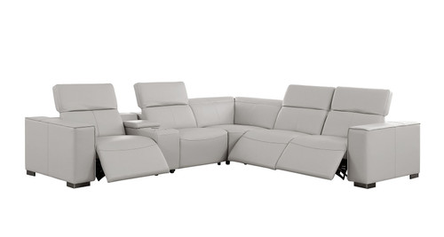 1208 - 6-Piece L-Shaped Leather Reclining Sectional With 3 Power Recliners