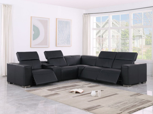 1208 - 6-Piece L-Shaped Leather Reclining Sectional With 3 Power Recliners