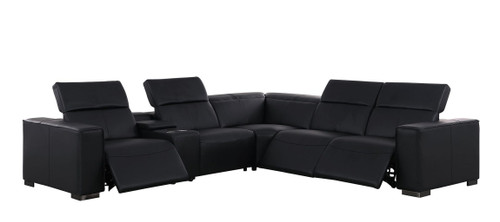 1208 - 6-Piece L-Shaped Leather Reclining Sectional With 3 Power Recliners