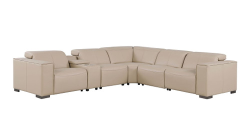 1208 - 6-Piece L-Shaped Leather Reclining Sectional With 3 Power Recliners