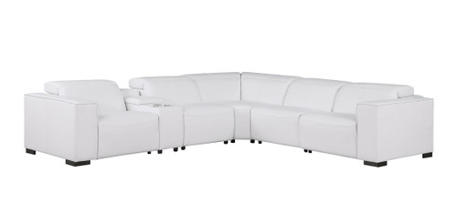 1208 - 6-Piece L-Shaped Leather Reclining Sectional With 3 Power Recliners