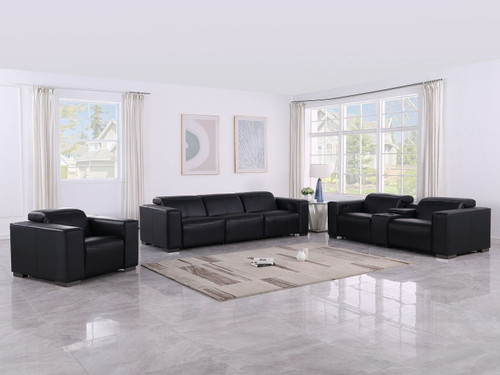 1208 - Modular Leather Set With 5 Power Recliners & Power Headrests