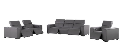1208 - Modular Leather Set With 5 Power Recliners & Power Headrests