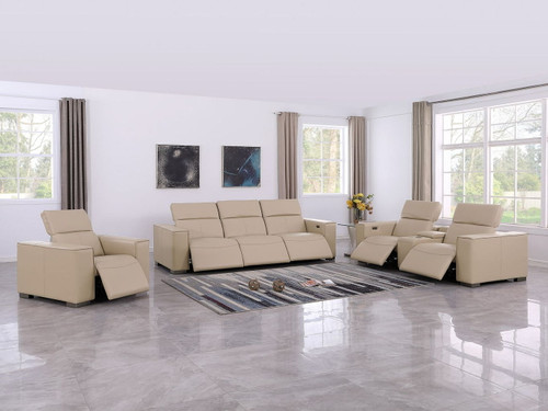 1208 - Modular Leather Set With 6 Power Recliners & Power Headrests