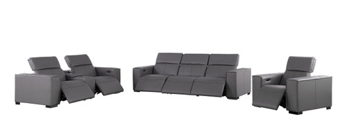 1208 - Modular Leather Set With 6 Power Recliners & Power Headrests