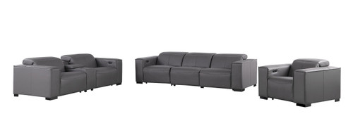 1208 - Modular Leather Set With 6 Power Recliners & Power Headrests