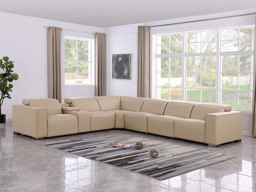 1208 - 7 Piece L-Shaped Leather Reclining Sectional With 3 Power Recliners