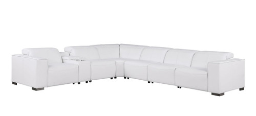 1208 - 7 Piece L-Shaped Leather Reclining Sectional With 3 Power Recliners