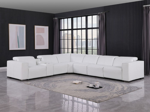 1208 - 7 Piece L-Shaped Leather Reclining Sectional With 3 Power Recliners