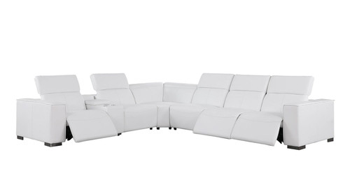 1208 - 7 Piece L-Shaped Leather Reclining Sectional With 3 Power Recliners
