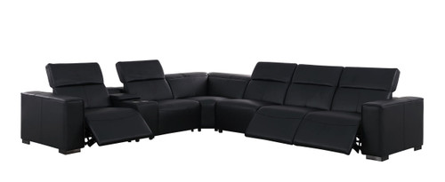 1208 - 7 Piece L-Shaped Leather Reclining Sectional With 3 Power Recliners