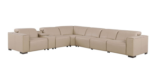 1208 - 7 Piece L-Shaped Leather Reclining Sectional With 3 Power Recliners
