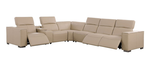 1208 - 7 Piece L-Shaped Leather Reclining Sectional With 3 Power Recliners