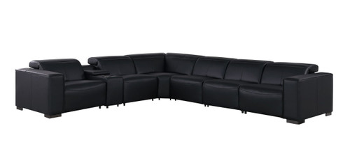 1208 - 7 Piece L-Shaped Leather Reclining Sectional With 3 Power Recliners