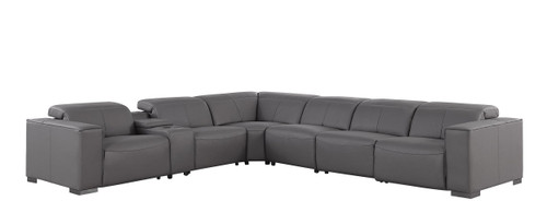 1208 - 7 Piece L-Shaped Leather Reclining Sectional With 3 Power Recliners