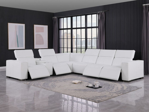 1208 - 7 Piece L-Shaped Leather Reclining Sectional With 4 Power Recliners