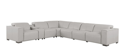 1208 - 7 Piece L-Shaped Leather Reclining Sectional With 4 Power Recliners