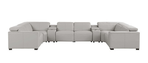 1208 - 8 Piece Modular Leather Sectional With 2 Power Recliners & Power Headrests