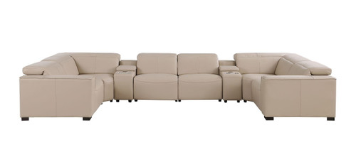 1208 - 8 Piece Modular Leather Sectional With 2 Power Recliners & Power Headrests