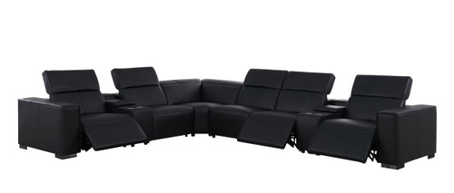 1208 - 8 Piece L Shaped Leather Sectional With 3 Power Recliners & Power Headrests