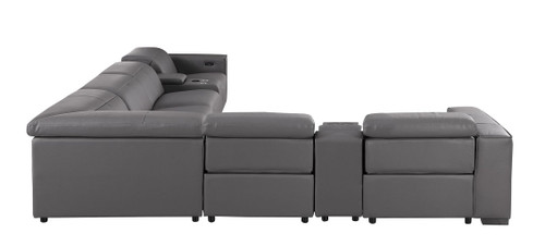 1208 - 8 Piece L Shaped Leather Sectional With 4 Power Recliners & Power Headrests