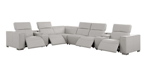 1208 - 8 Piece L Shaped Leather Sectional With 4 Power Recliners & Power Headrests