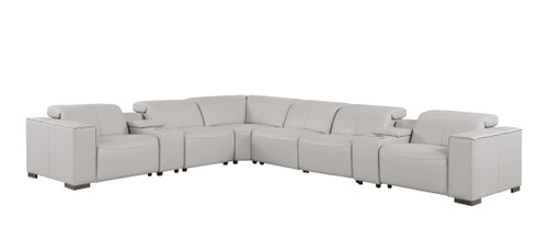 1208 - 8 Piece L Shaped Leather Sectional With 4 Power Recliners & Power Headrests