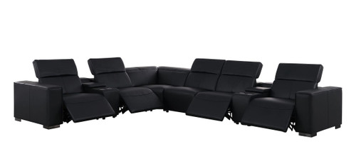 1208 - 8 Piece L Shaped Leather Sectional With 4 Power Recliners & Power Headrests
