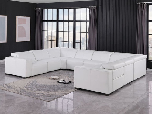 1208 - 8 Piece U Shaped Leather Sectional With 4 Power Recliners & Power Headrests