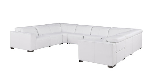 1208 - 8 Piece U Shaped Leather Sectional With 4 Power Recliners & Power Headrests